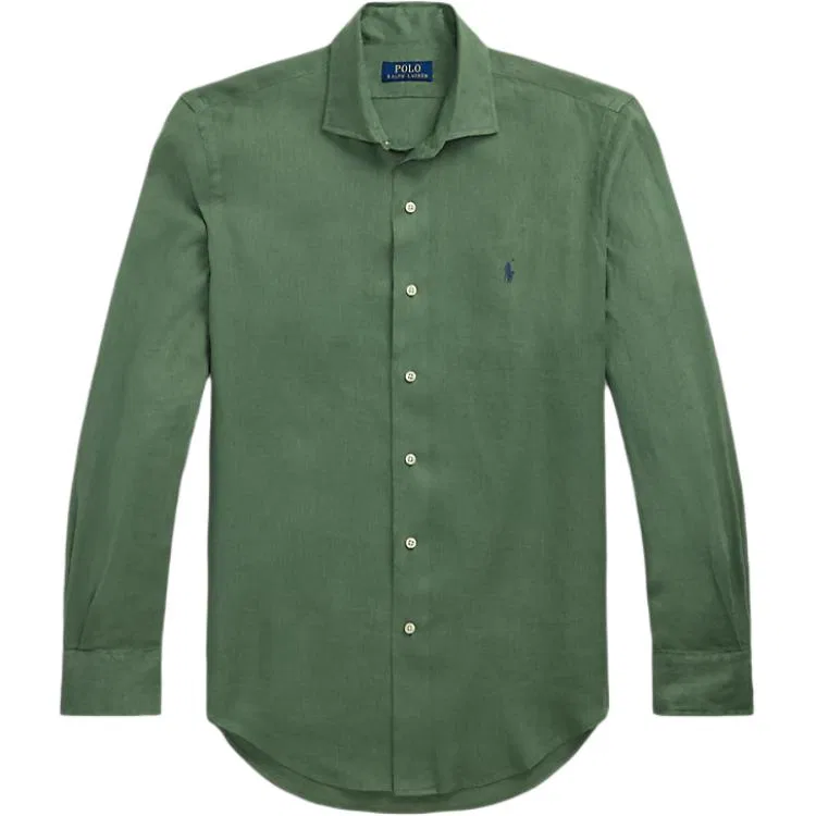 Рубашка мужская с отложным воротником, зеленая, Polo Ralph Lauren