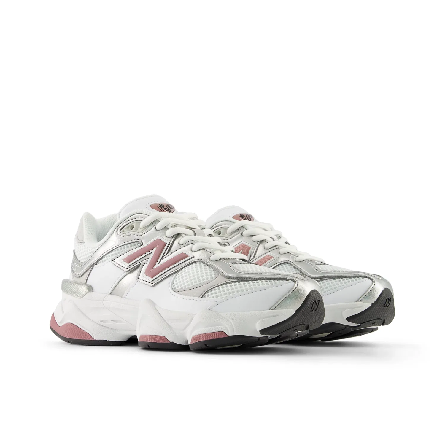 Детские кроссовки с шнуровкой 9060 Lace New Balance, White with Rosewood — фото 2