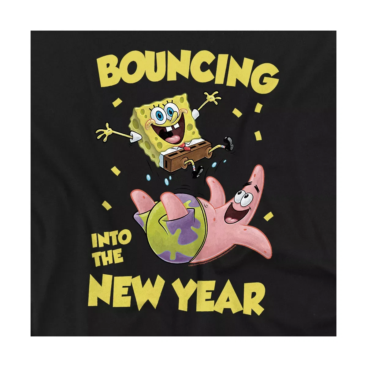 Детское боди с коротким рукавом Bouncing Into The New Year SpongeBob, Black — фото 2