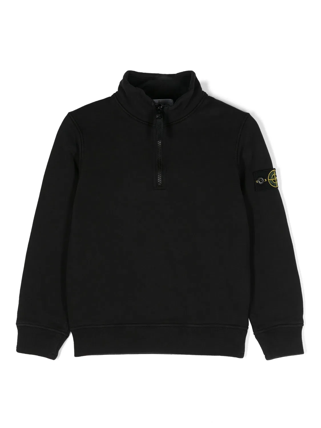 Свитшот с полузастежкой и значком компаса Stone Island, черный