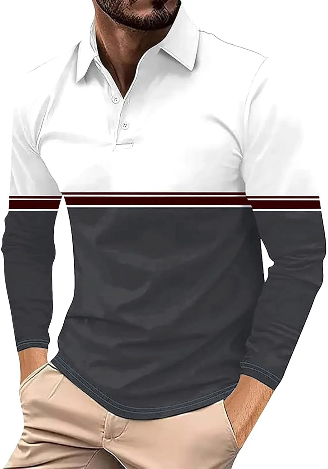 Мужская спортивная футболка с длинным рукавом Color Block Miyaomn, Grey