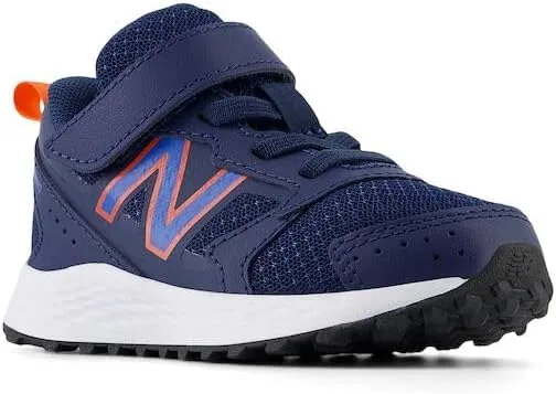 Детские кроссовки для бега с бунге-шнуровкой Fresh Foam 650 V1 New Balance, Nb Navy/Blue Oasis/Team Orange — фото 4