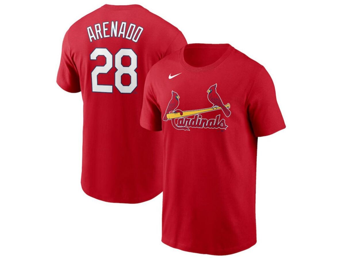 

Мужская футболка st. louis cardinals с именем и номером игрока - nolan arenado Nike, красный