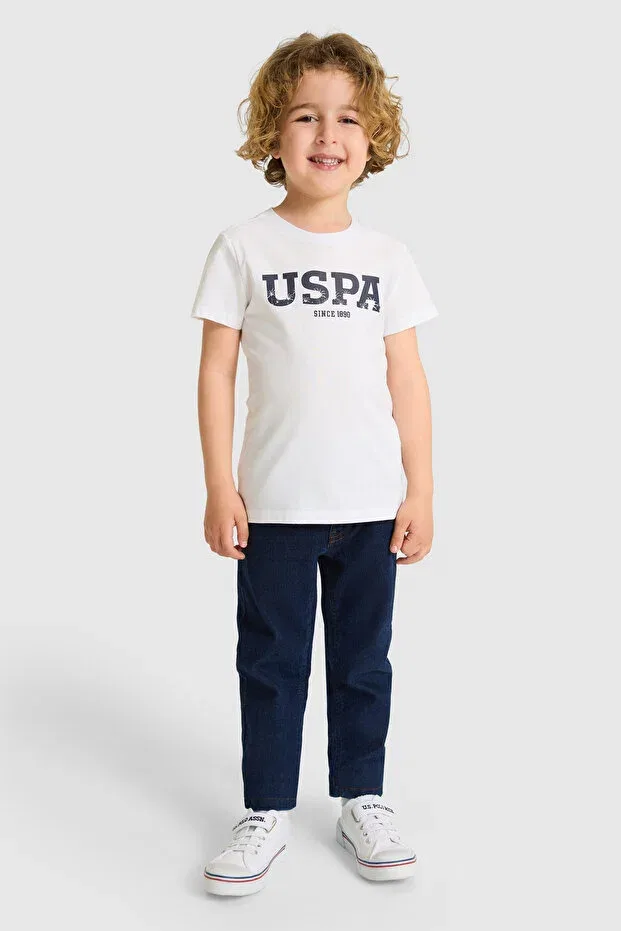Детская хлопковое футболка для мальчиков U.S. Polo Assn., White — фото 4