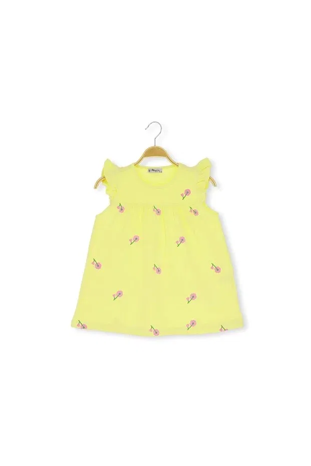Детское платье для девочек с принтом Flower Printed Atabay, Yellow