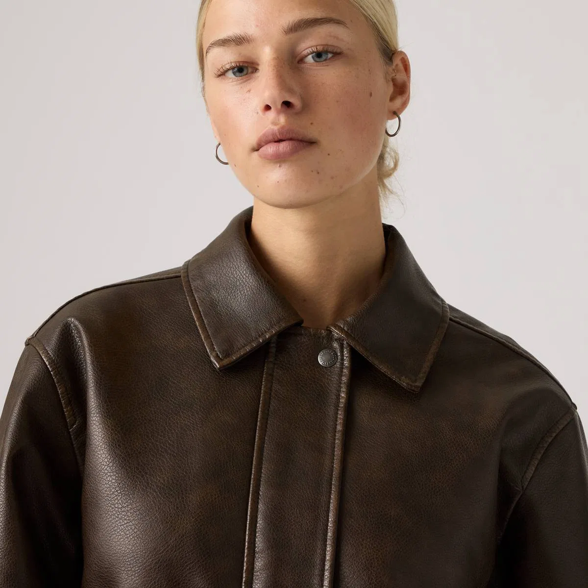 Бомбер свободного кроя из искусственной кожи Levi's, Brown - Brown — фото 2