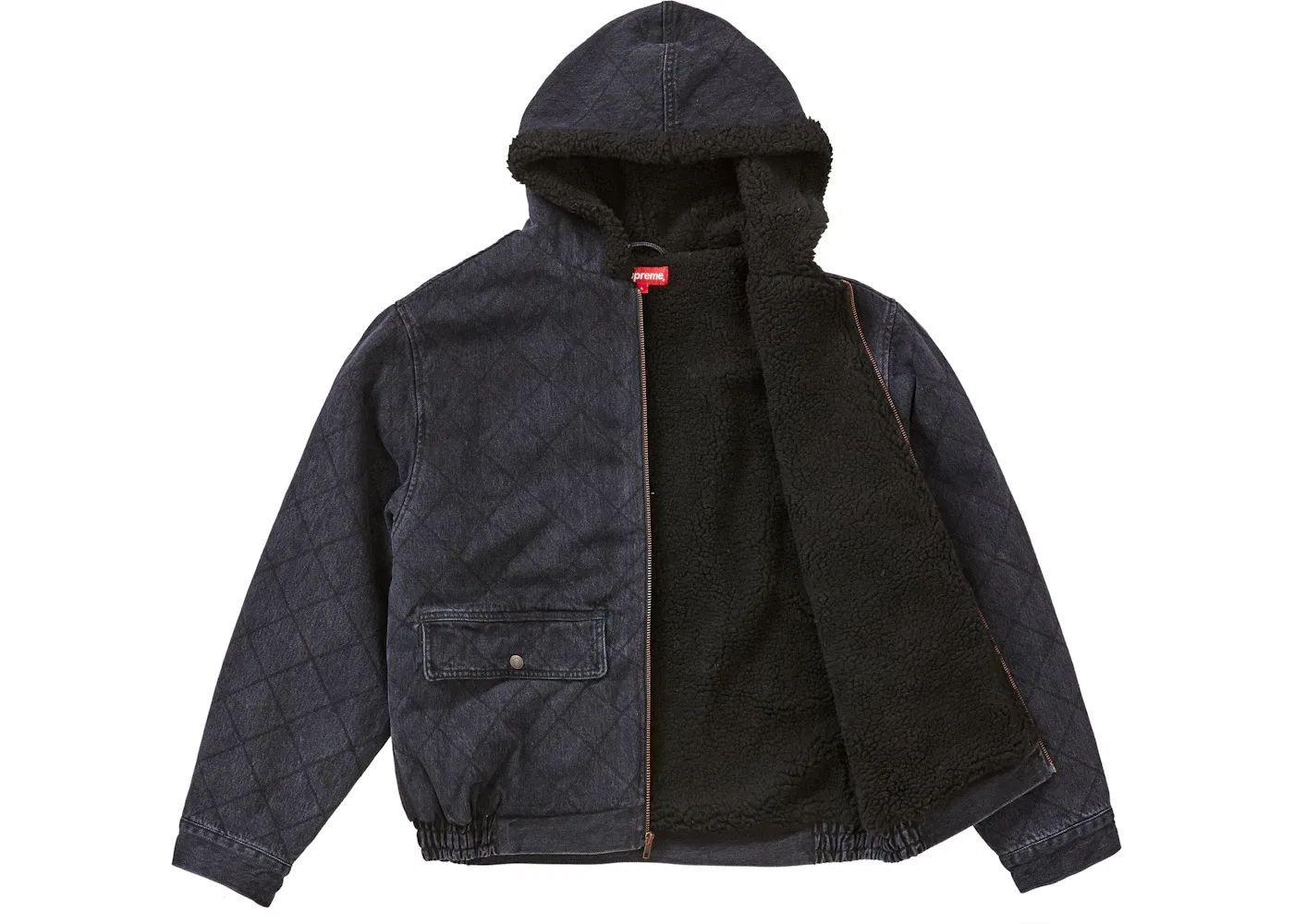 Мужская куртка-пилот стеганая джинсовая Supreme, Washed Black — фото 3