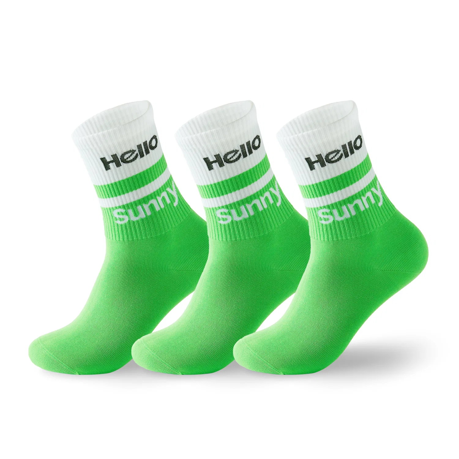 Детские носки с принтом Hello Sunny, 3 пары, White Green