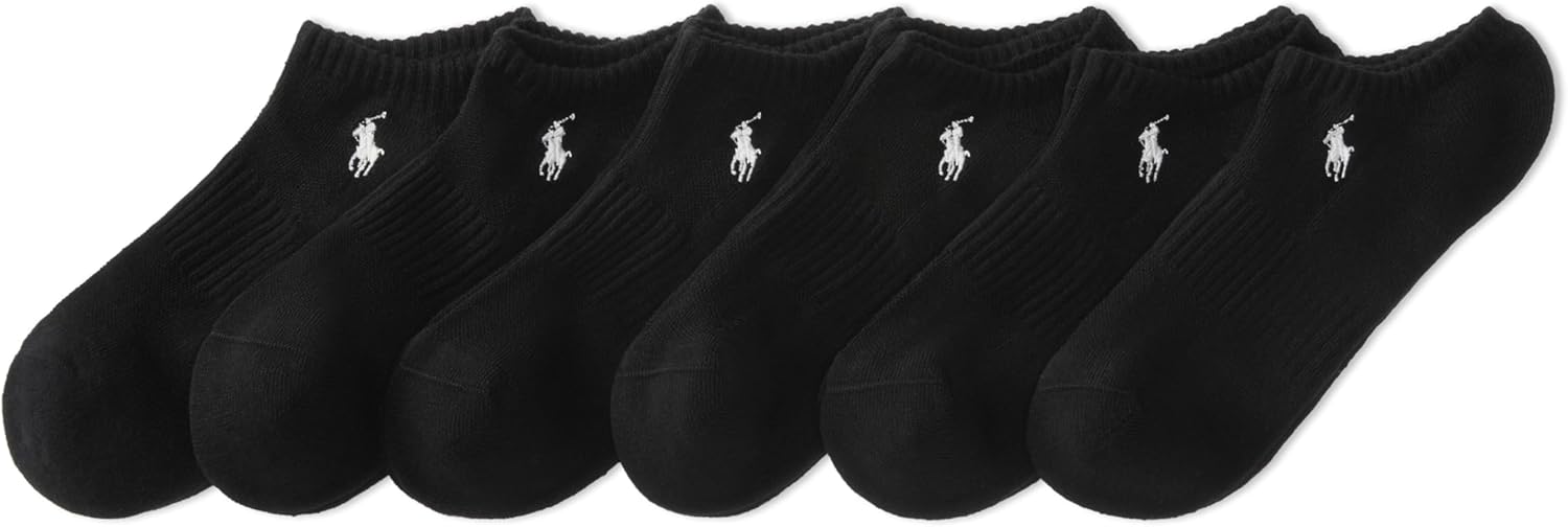 

POLO RALPH LAUREN Мужские спортивные низкие хлопковые носки (6 пар), Black