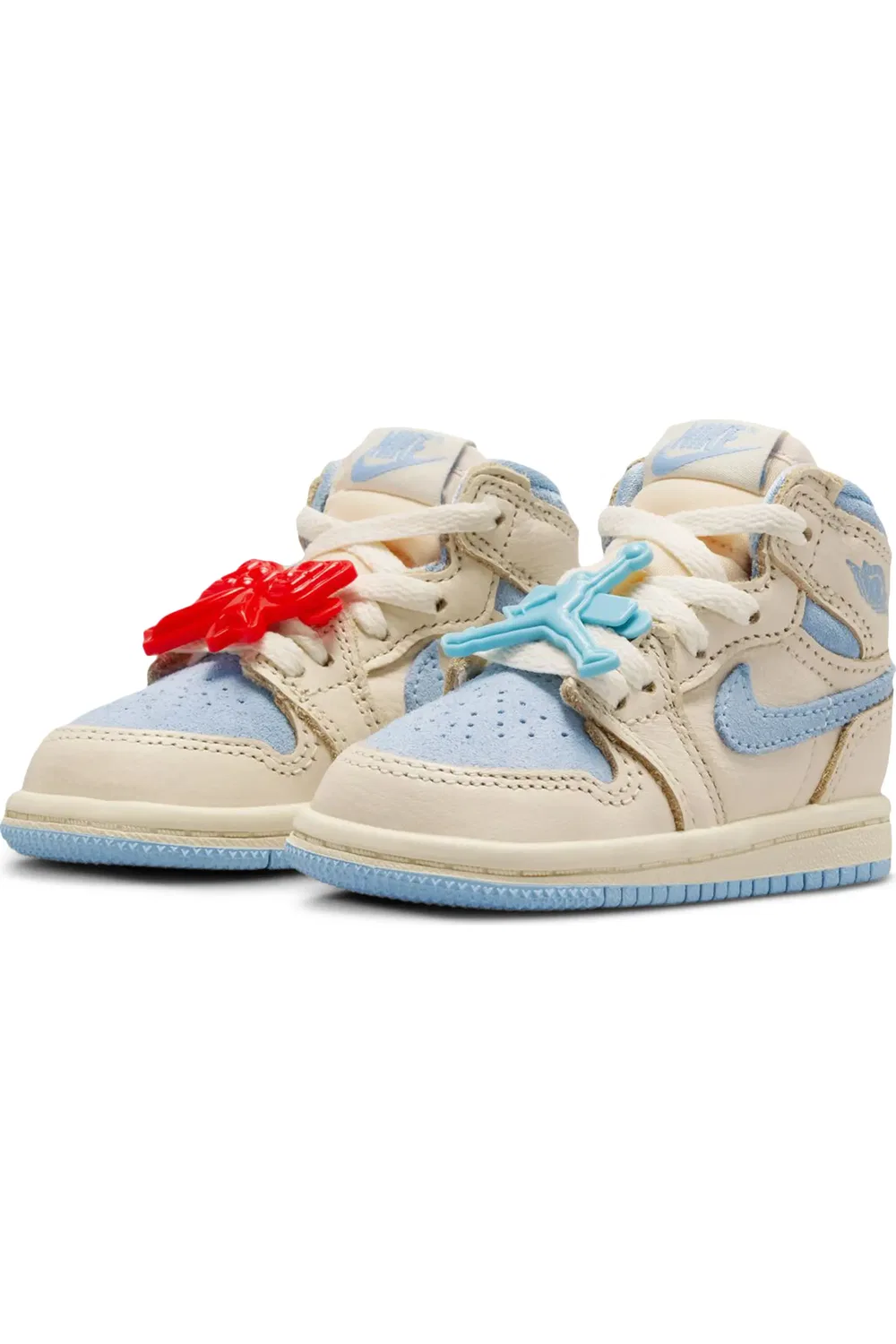 Детские кроссовки баскетбольные с амортизацией Air Jordan 1 Retro High OG Nike, Pale Ivory/Blue/Coconut Milk