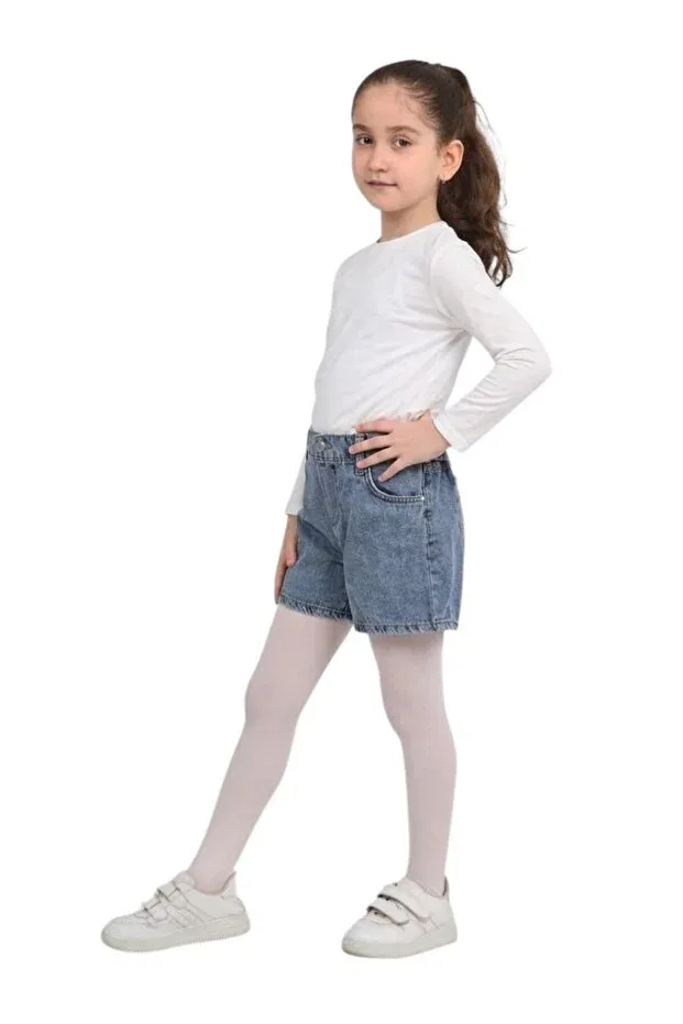Детские шорты для девочек джинсовые с эластичным поясом Erdem Kids, Blue — фото 3