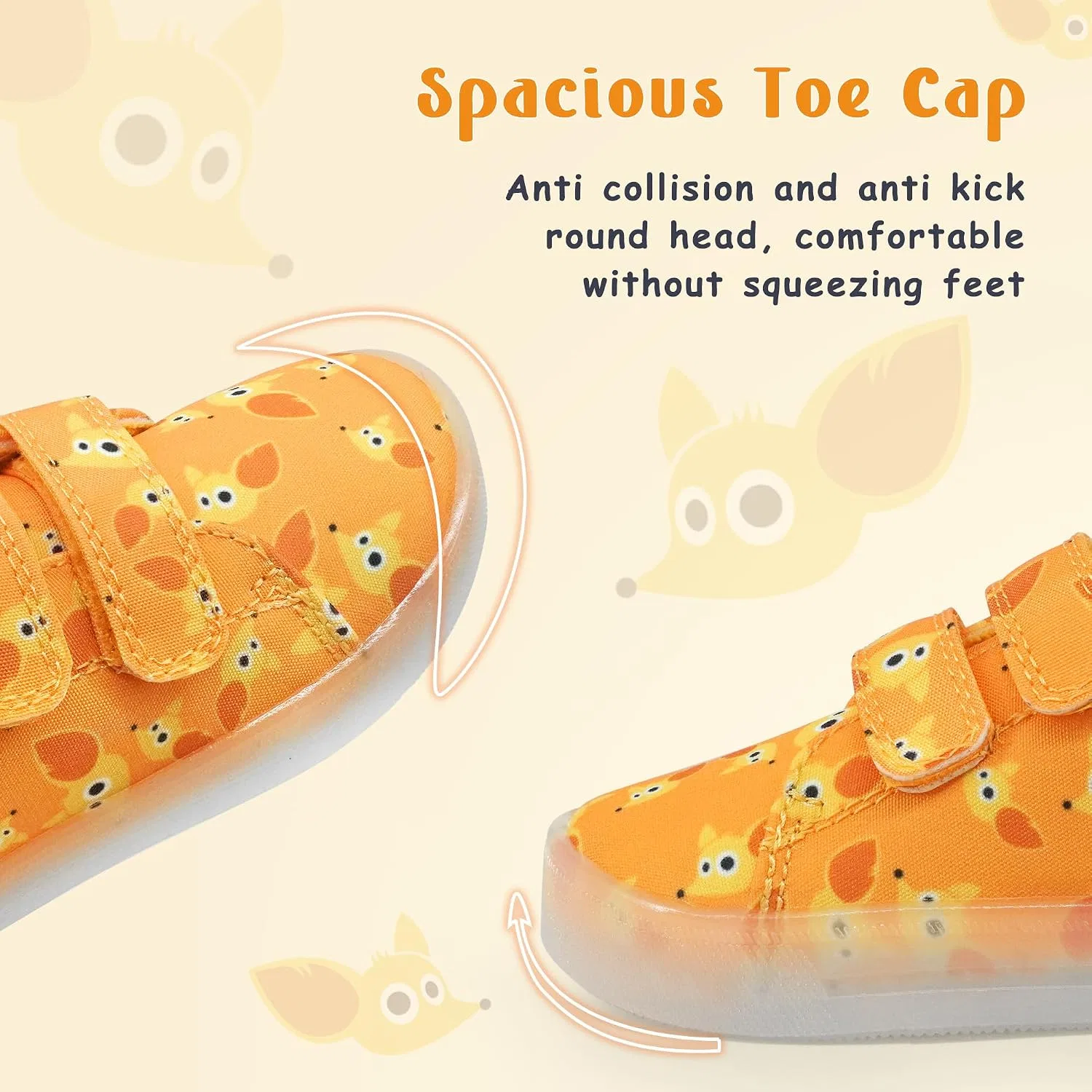 Детские кроссовки для девочек со светящейся подошвой Vivaki YESKIS, Orange Fox Light Up Shoes — фото 4