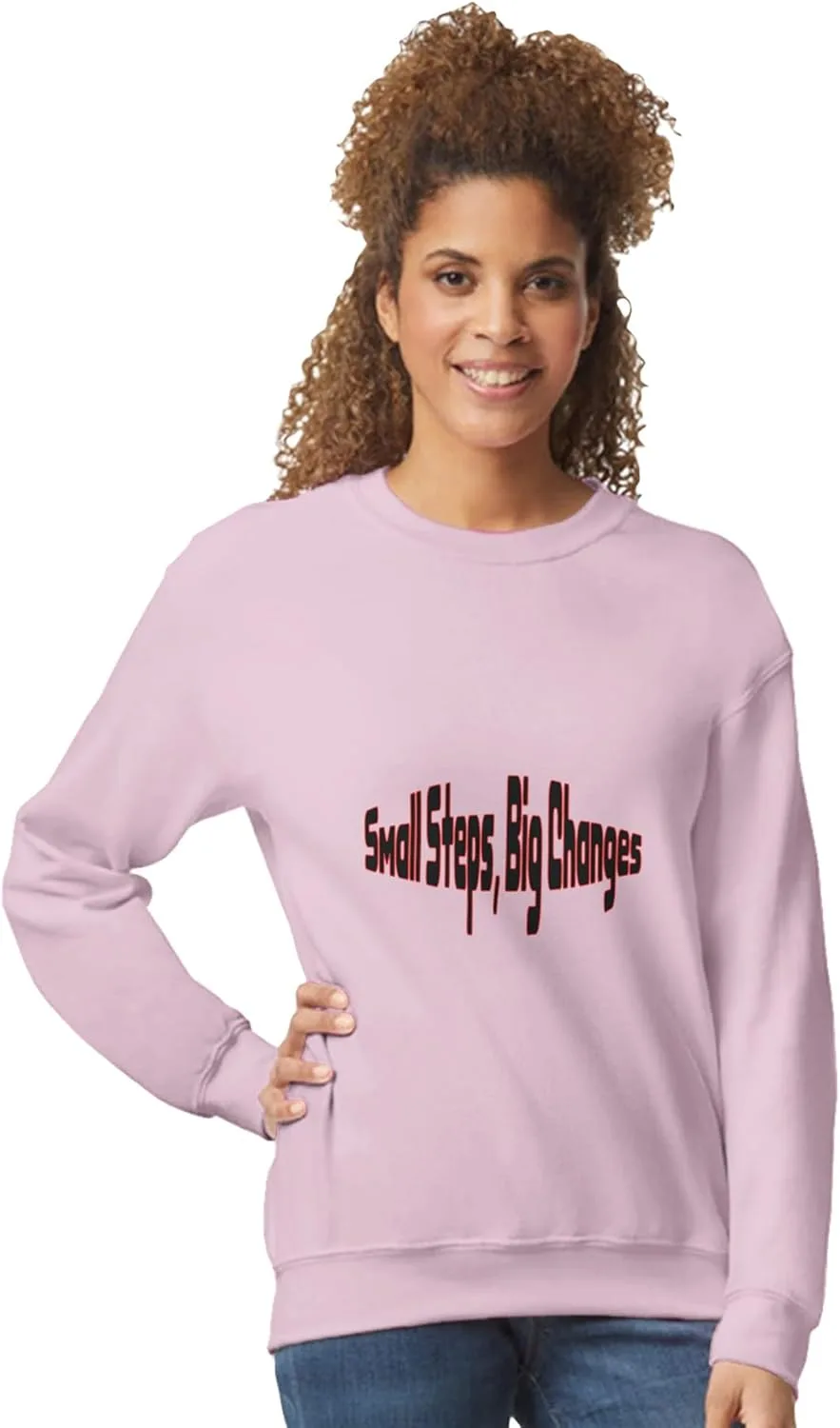 Классический унисекс свитшот с круглой горловиной | Small Steps Big Changes Sweatshirt | Для тренировок и фитнеса | Идея для подарка | Спортивная одежда Generic, красный — фото 2