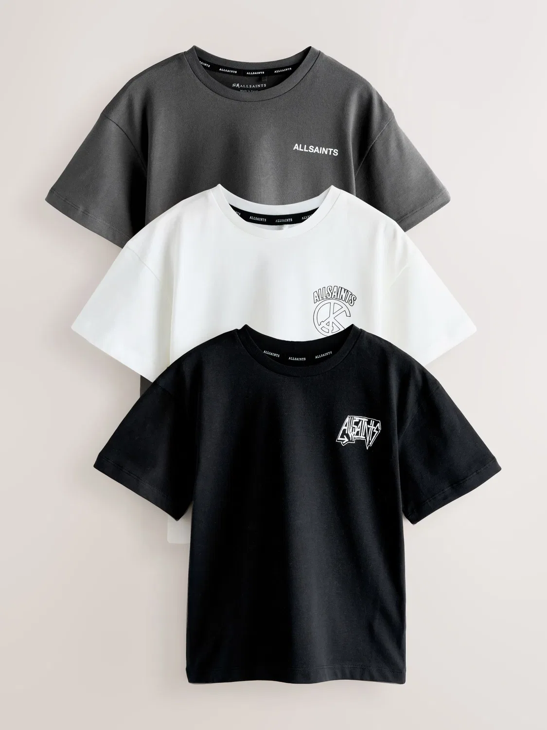 Футболки с принтом 3 шт. smALLSAINTS, черно-белые
