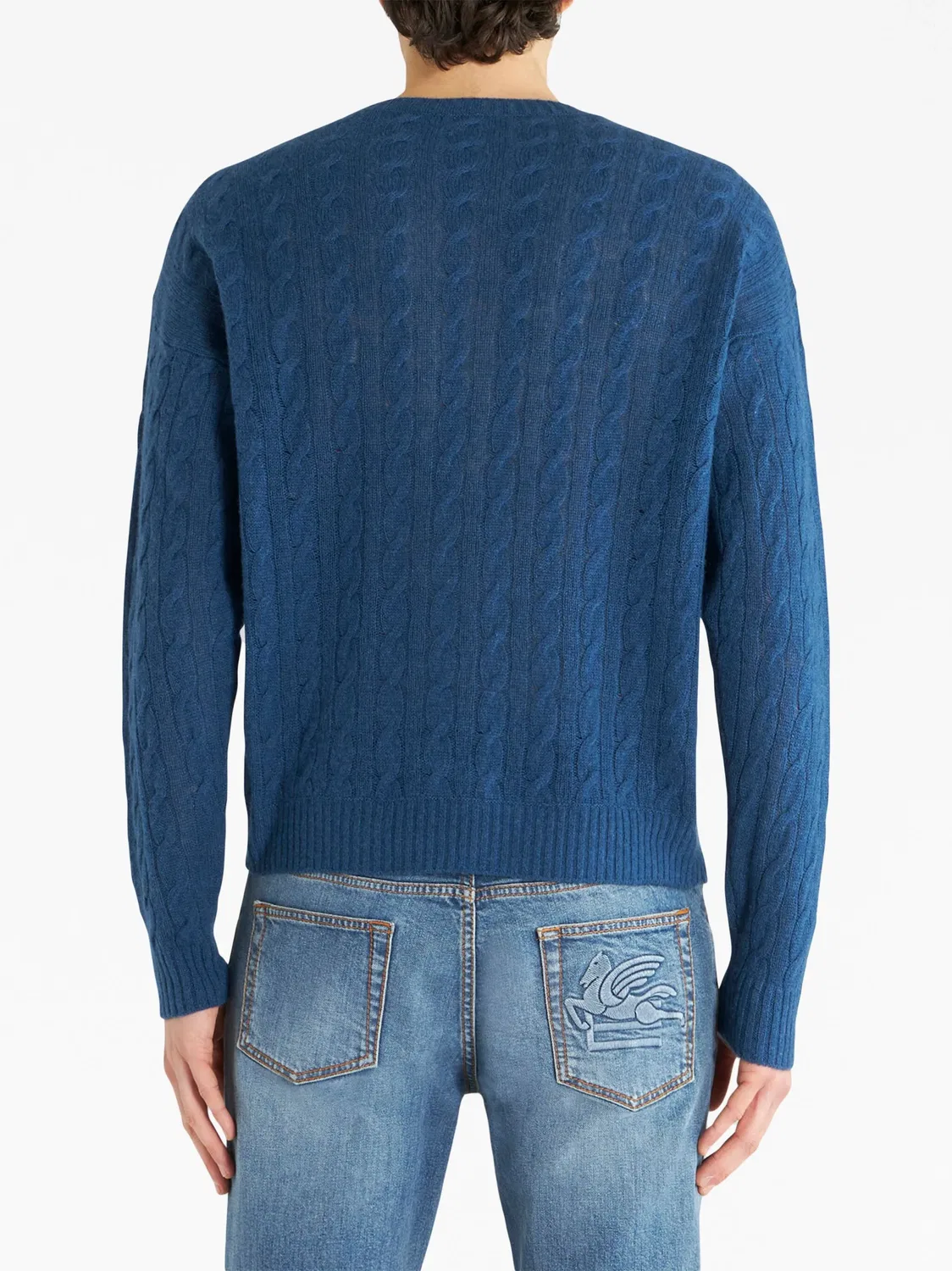 Свитер с косичками из кашемира ETRO, темно-синий — фото 3