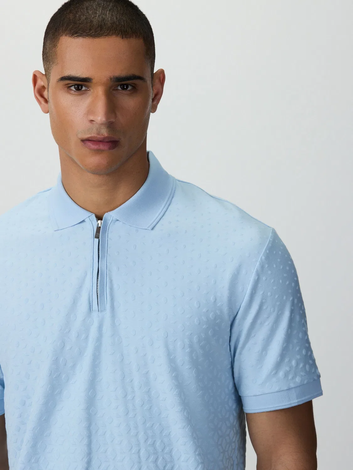 Поло с текстурным жаккардовым узором, Smart Jacquard Polo Shirt Next, светло-голубой
