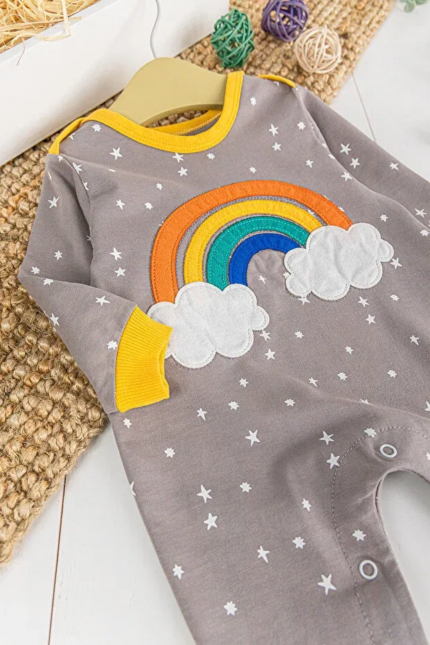 Детский комбинезон с принтом Rainbow patterned Babymod, Brown — фото 2