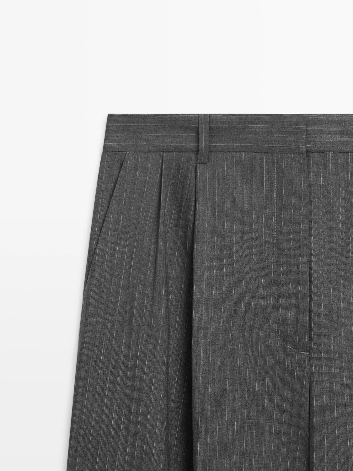 Брюки Massimo Dutti Pinstripe Cool Wool Blend Suit, серый — фото 4