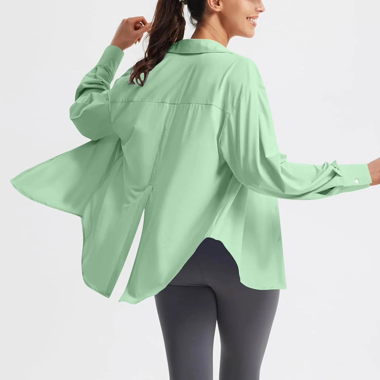 Женская солнцезащитная рубашка с длинным рукавом Safari, Mint Green — фото 3