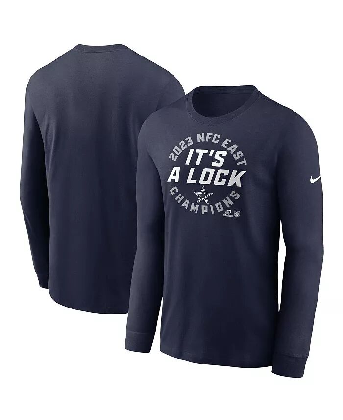 

Футболка мужская темно-синяя Dallas Cowboys 2023 NFC East Division Champions Locker Room Trophy Collection с длинным рукавом Nike