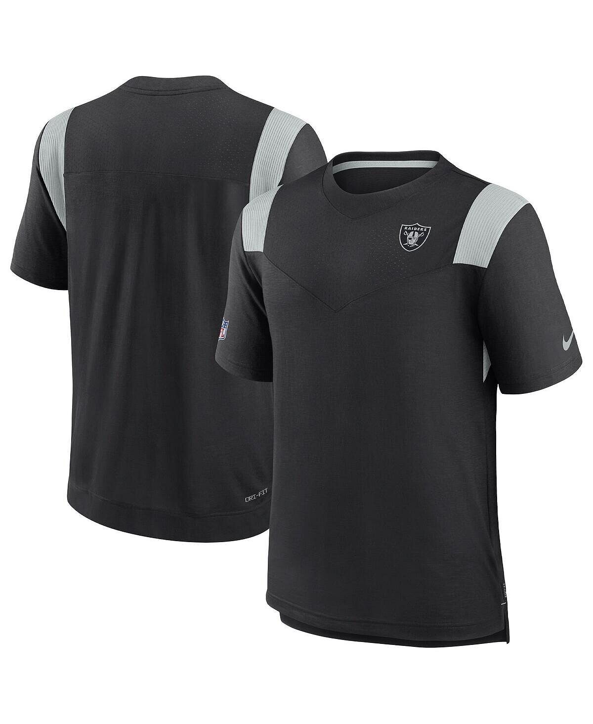 Мужская черная футболка las vegas raiders 2022 sideline в тон с логотипом performance player Nike, черный — фото 3