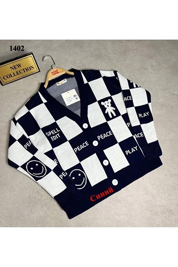 Детский кардиган с узором Minimoda Kids, Navy Blue — фото 3