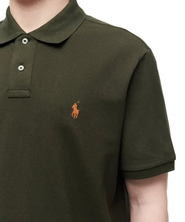 Пике-рубашка Polo Ralph Lauren, Custom Slim Fit, Mesh, зеленый — фото 4