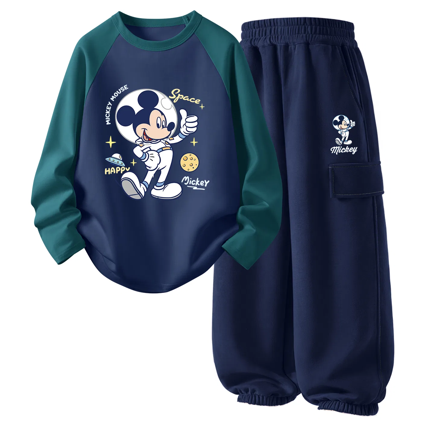 Детский комплект спортивной одежды с принтом Астронавт K Disney, Dark Green Blue+Astronaut K Navy Blue