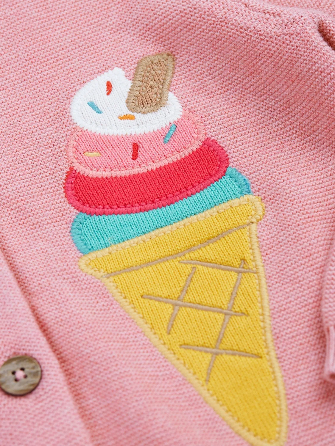 Кардиган вязаный с аппликацией Rosa Frugi, розовый — фото 2