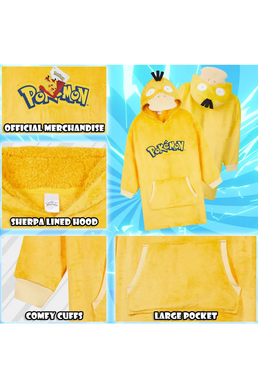 Худи оверсайз Psyduck Pokemon, Yellow — фото 4
