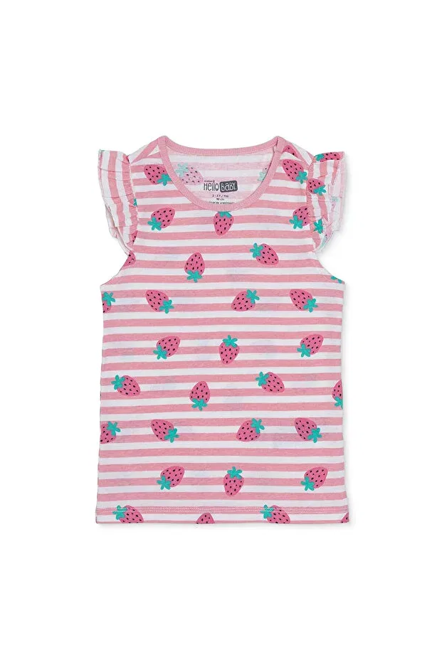 Детская для девочек футболка с принтом Hellobaby baby girl undershirt-t-shirt strawberry printed crew neck undershirt Ebebek Hello Baby, Pink Printed
