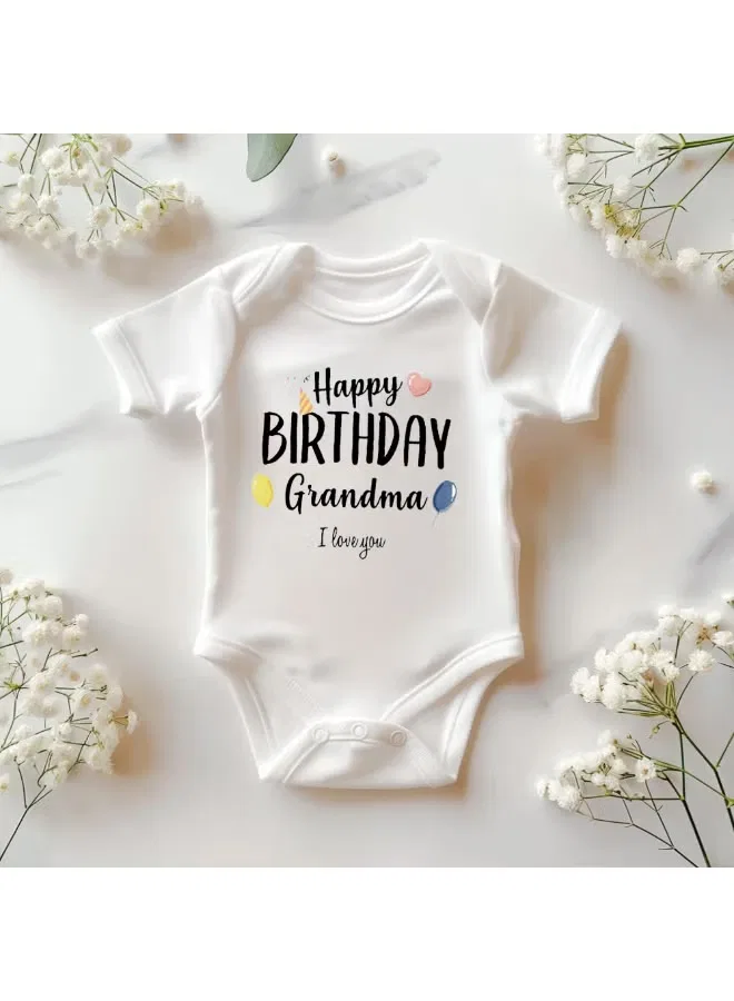 Боди-комбинезон с принтом Happy Birthday Grandma Matching Family Outfits, белый — фото 2