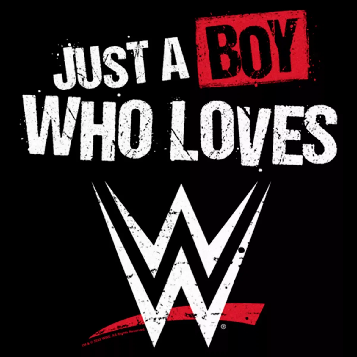 Детская футболка с принтом Just A Boy Who Loves WWE WWE, Black — фото 2
