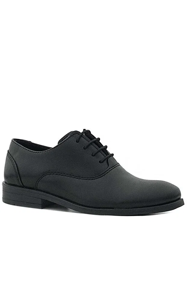 Детские классические туфли для мальчиков на молнии и шнуровке Tuxedo Black Matte Lace-Up Rakerplus, Black — фото 2