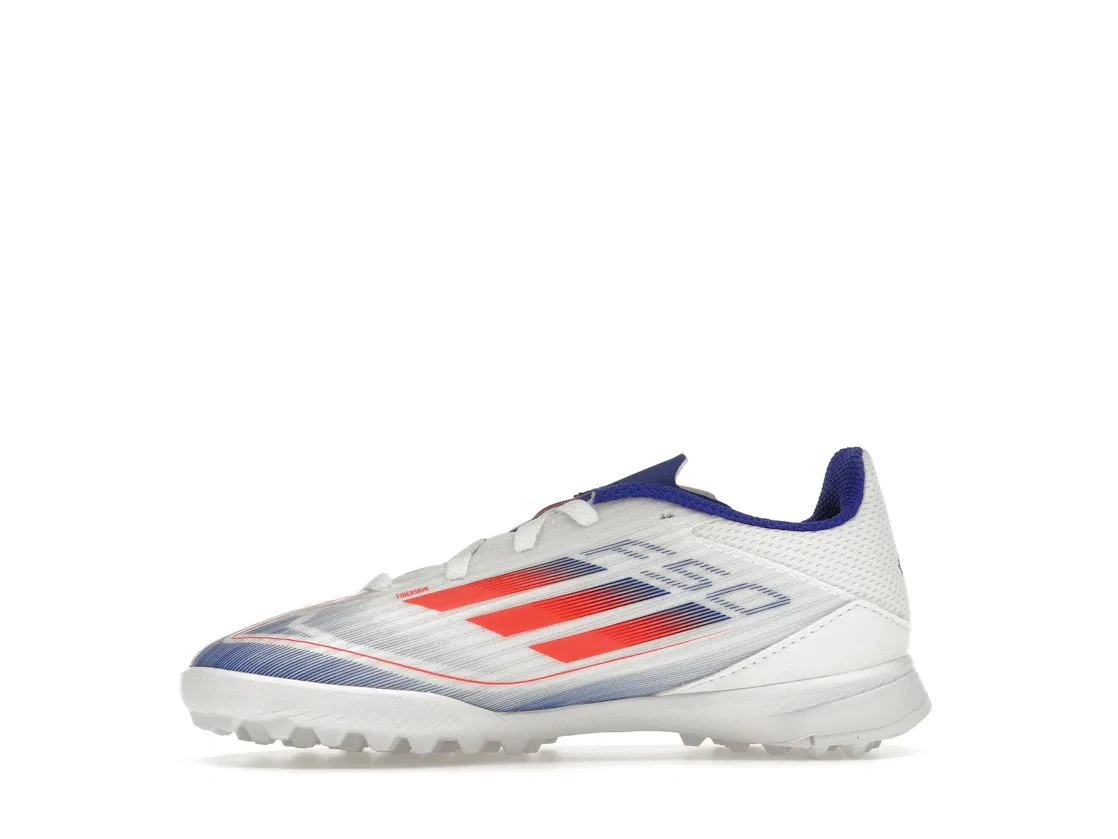 Детские бутсы F50 League Turf Adidas, Cloud White/Solar Red/Lucid Blue — фото 3