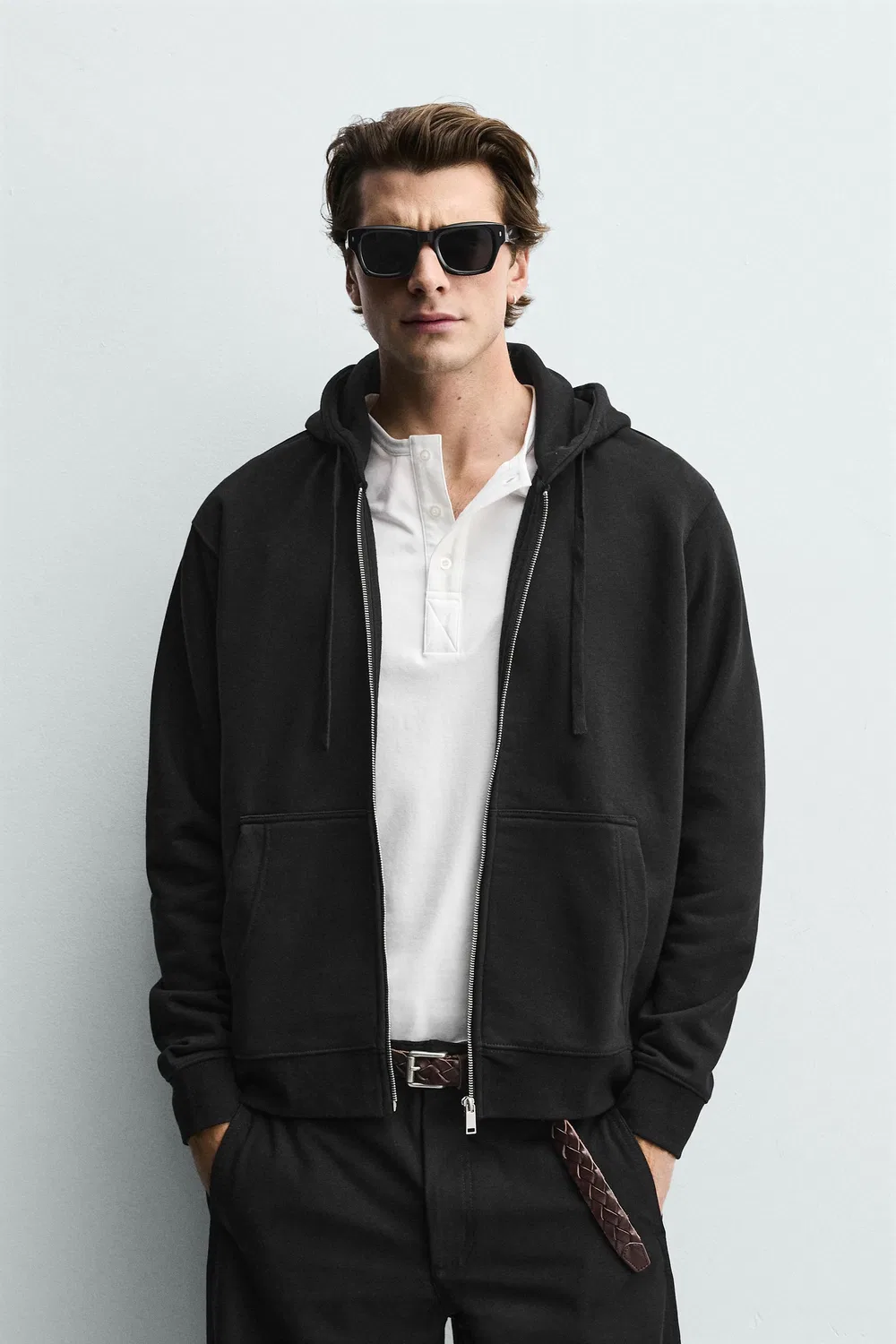 Толстовка свободного кроя на молнии ZARA, Black — фото 2