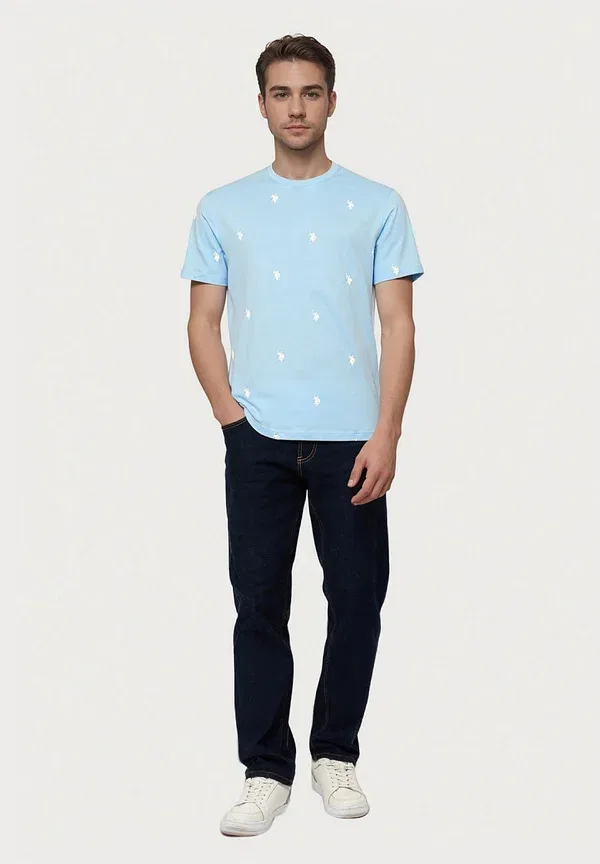 Футболка с принтом Print T-shirt U.S. Polo Assn., hellblau, светло-голубой — фото 2