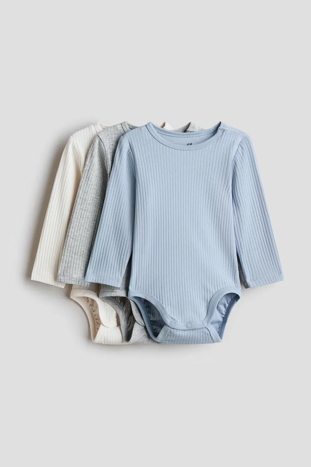 Комплект из 3 ребристых боди H&M, Hellblau/Hellgrau