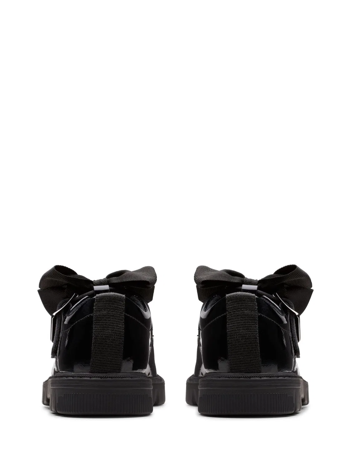 Туфли Clarks Lorcam Jane Y на толстой подошве, съемный бант, черный лакированный — фото 4