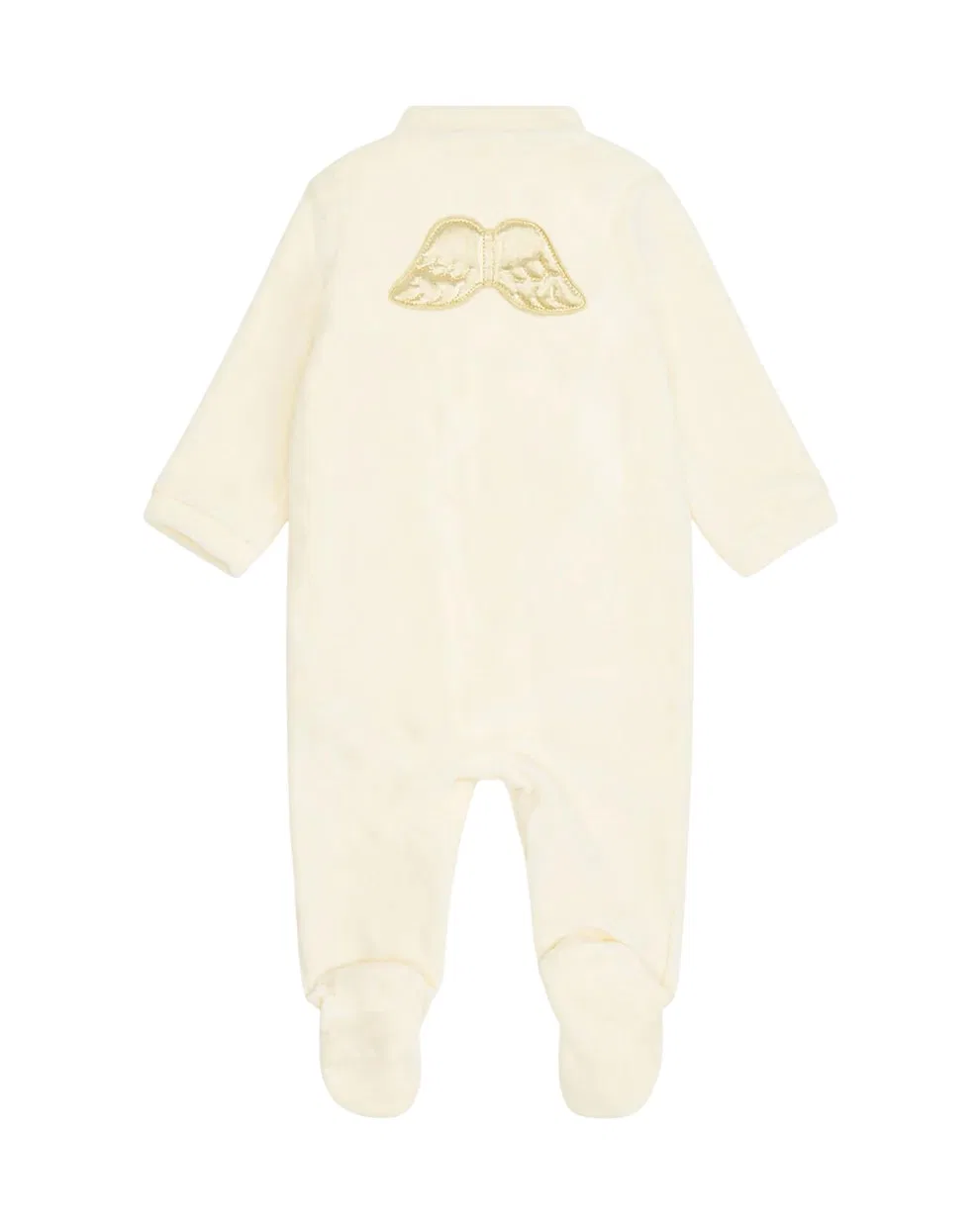 Комплект боди-комбинезон с крылышками ангела Infant Velour Angel Wing Cotton Sleepsuit Marie Chantal, Cream/Gold — фото 2