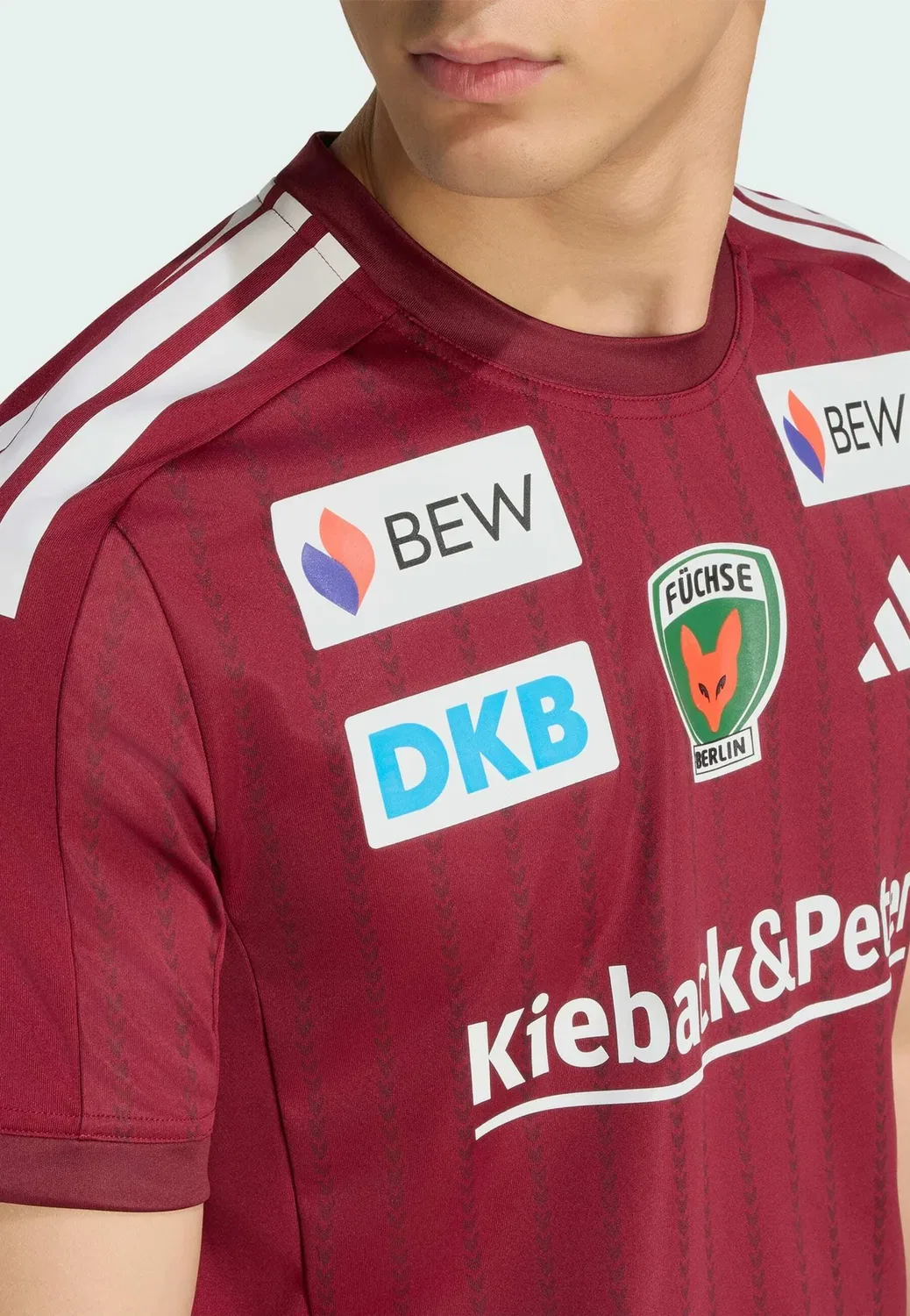 Мужская выездная футболка Fuechse Berlin - клубная форма Adidas Performance, Team Coll Burgundy — фото 3