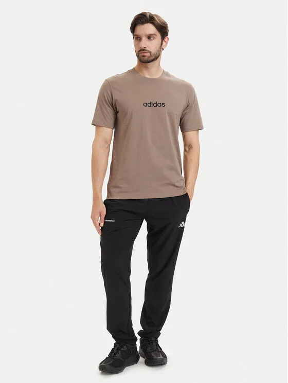 Футболка regular fit Essentials Linear Adidas, бежевый — фото 2