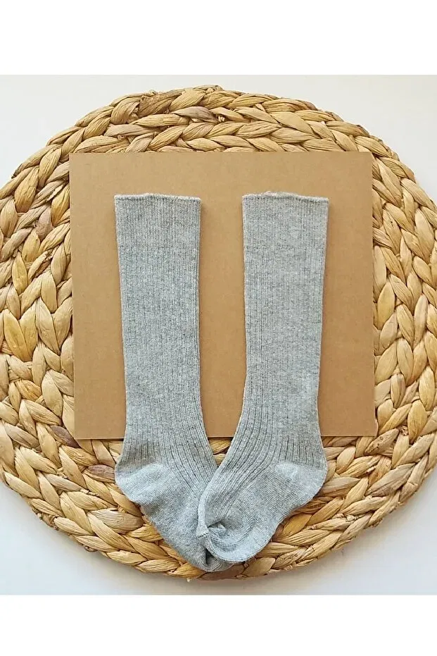 Детские гольфы с узором рибана Asa Bebek Çocuk, Gray