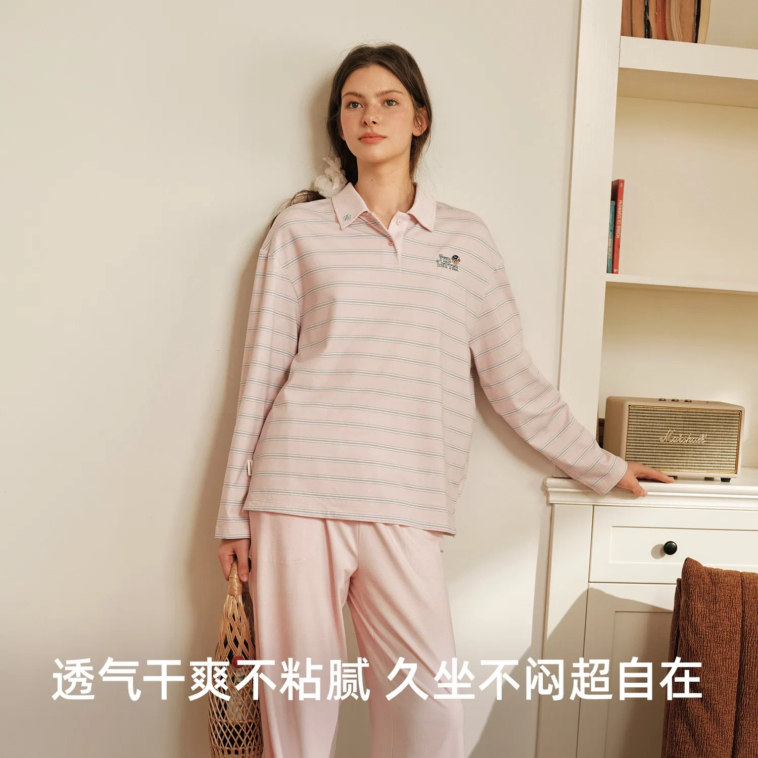Комплект пижамный Детский с длинным рукавом Teenie Weenie, Pink Blue Stripes — фото 4