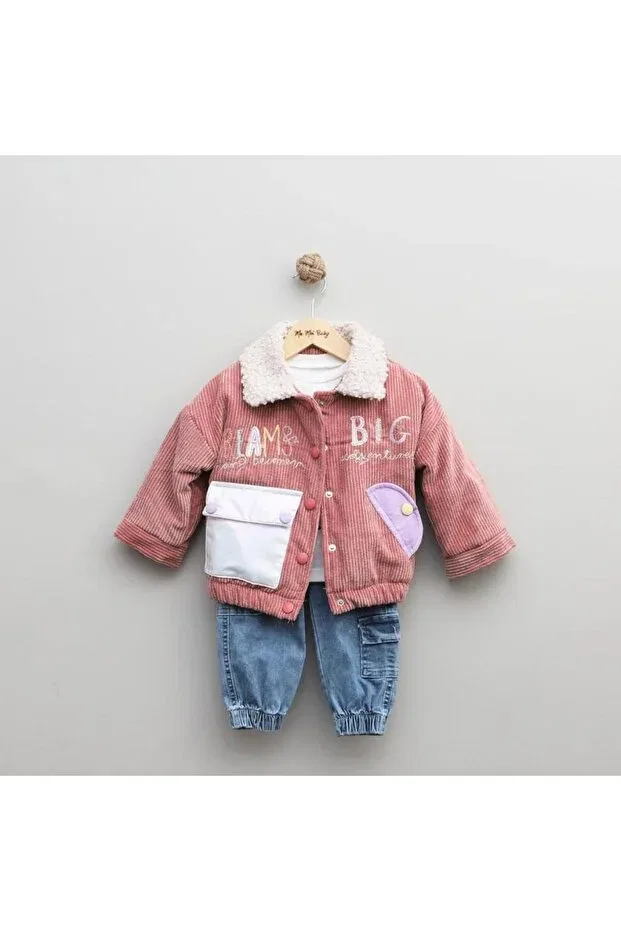 Детское пальто для девочек из вельвета Ma Moi Baby, Dried Rose