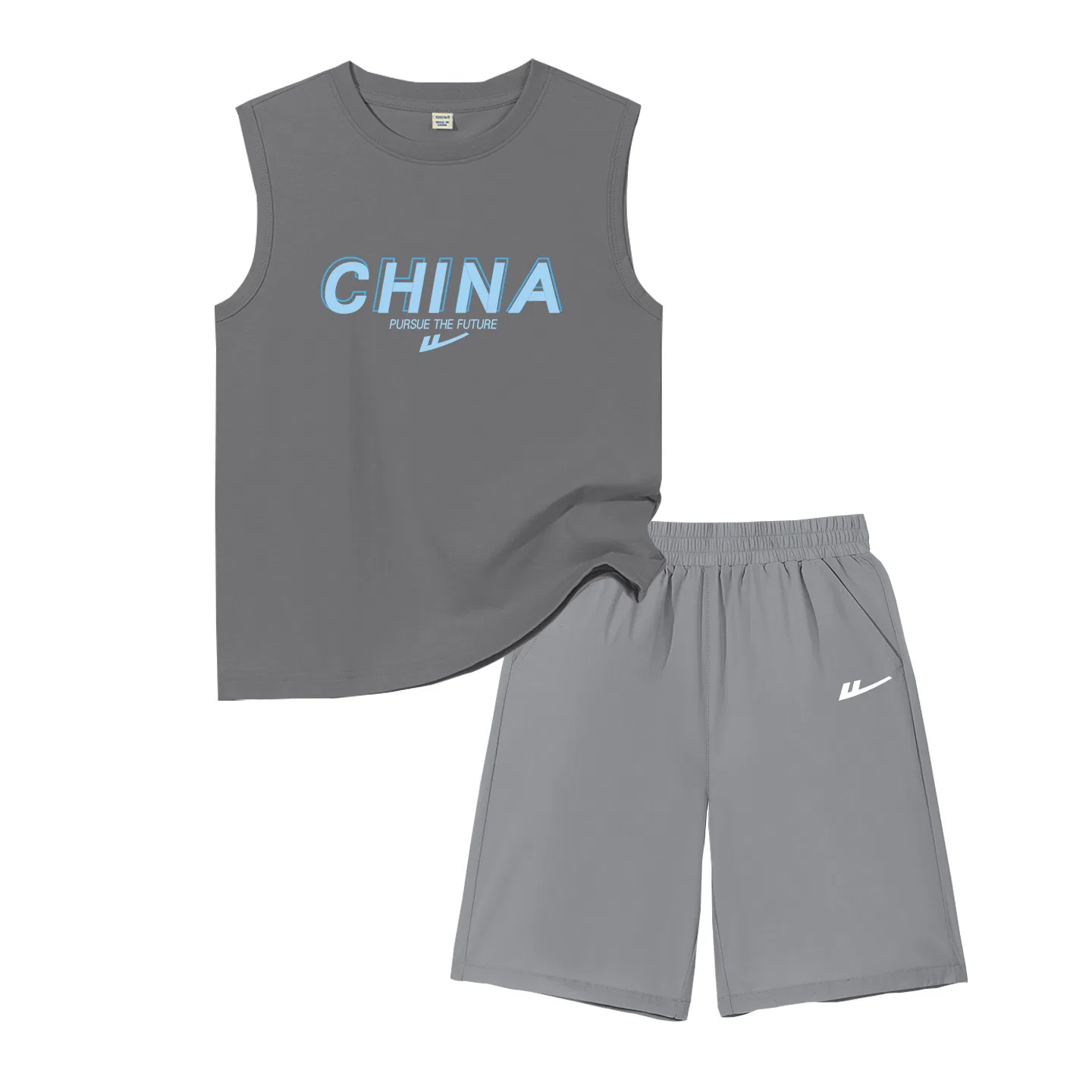 Детский спортивный комплект с принтом Iron Gray/H Blue Letter-Gray/H White Logo K WARRIOR