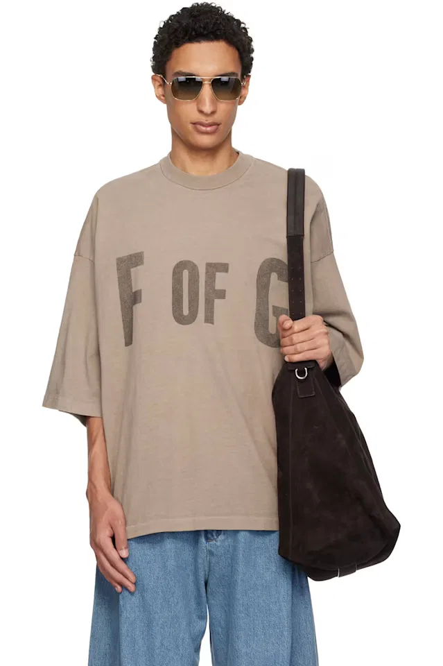 Бежевая футболка f of g Fear Of God