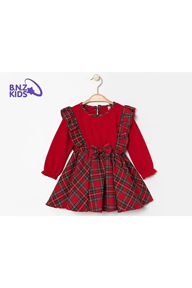 Детское платье для девочек с длинным рукавом Tinytrends, Red — фото 3