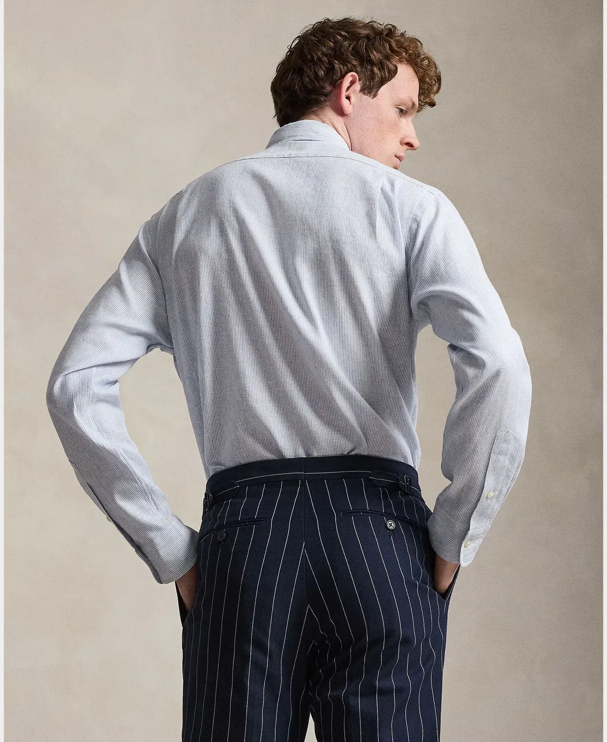 Мужская льняная рубашка с длинным рукавом Slim Fit Polo Ralph Lauren, Multicolor — фото 2
