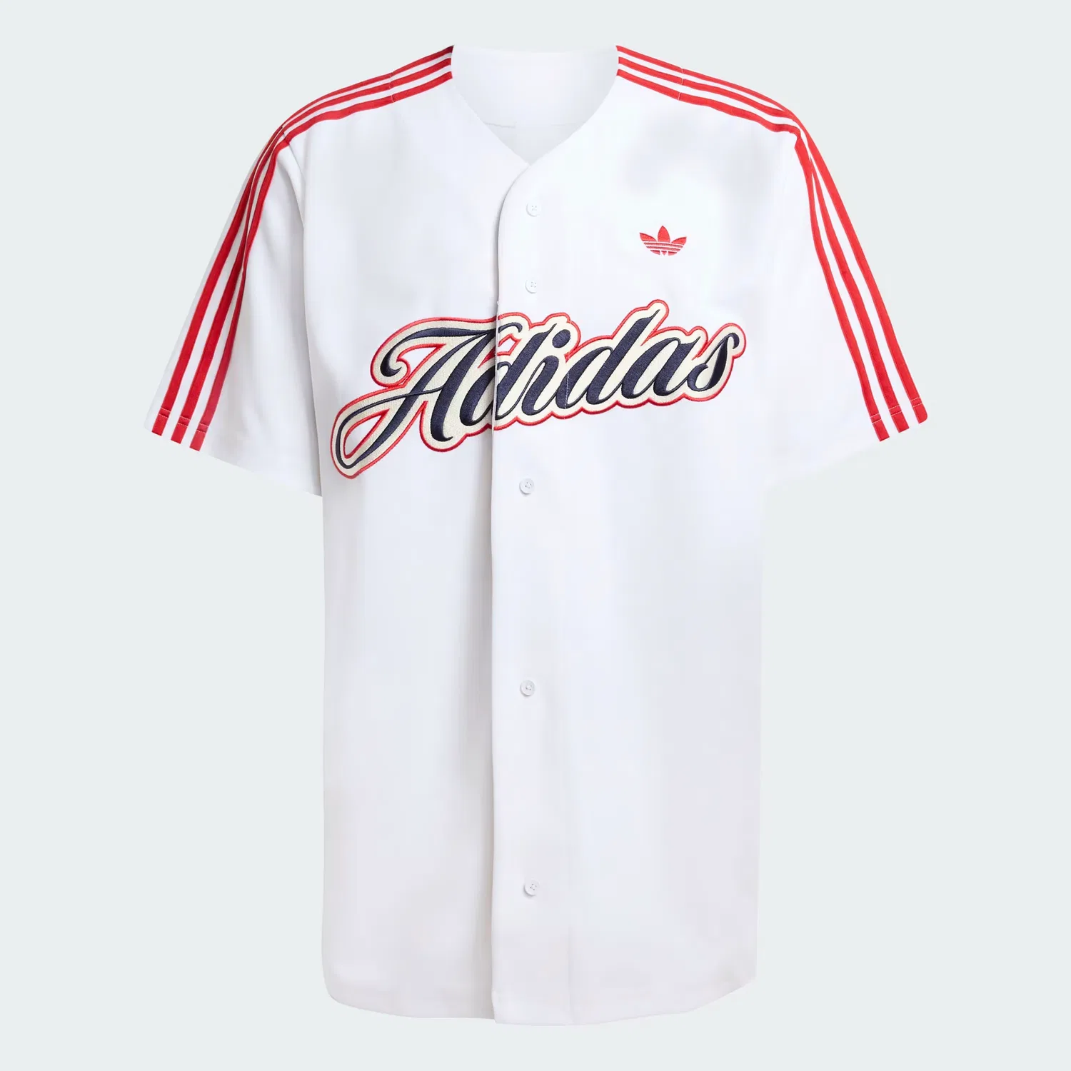 Мужская бейсбольная джерси свободного кроя Summer League Varsity Baseball Jersey Adidas Originals, белый/алый — фото 4